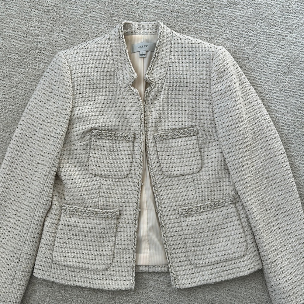 J. Crew Cream & Metallic Blazer